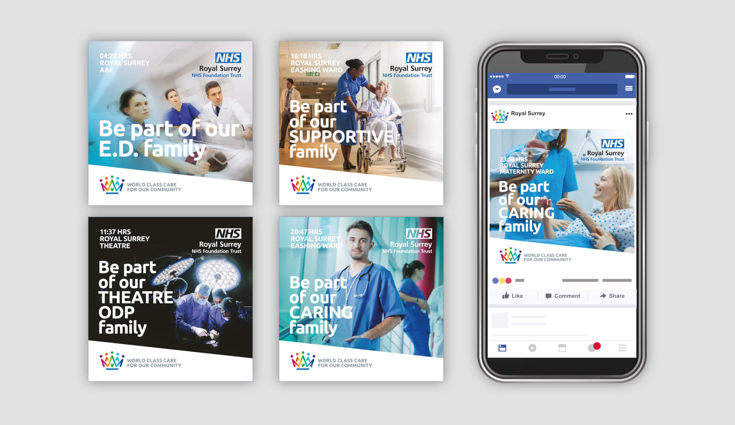 NHS Royal Surrey recruitment digital campaign examples