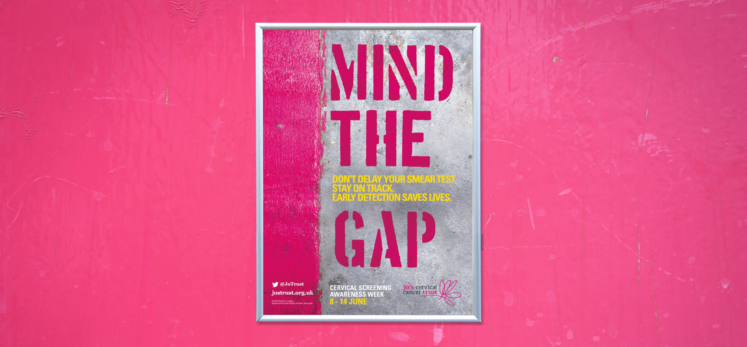 Jo's Trust Mind the Gap cervical cancer awareness poster