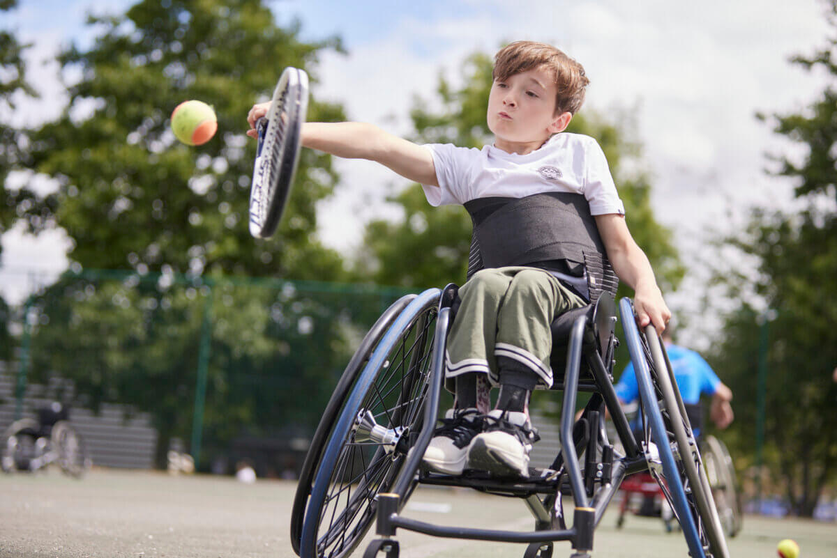 Wheelchair tennis in action
