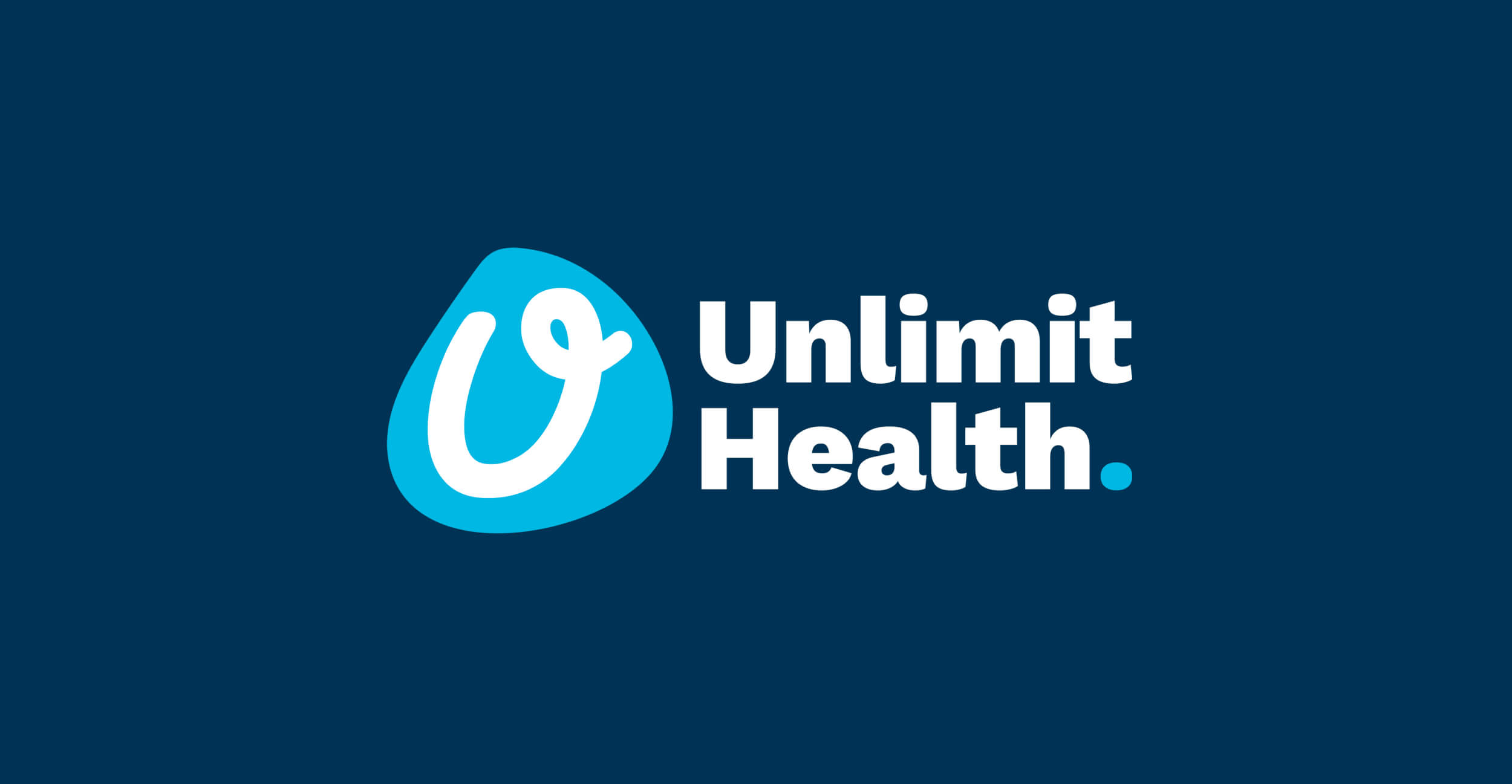 Unlimit Health identity on blue background