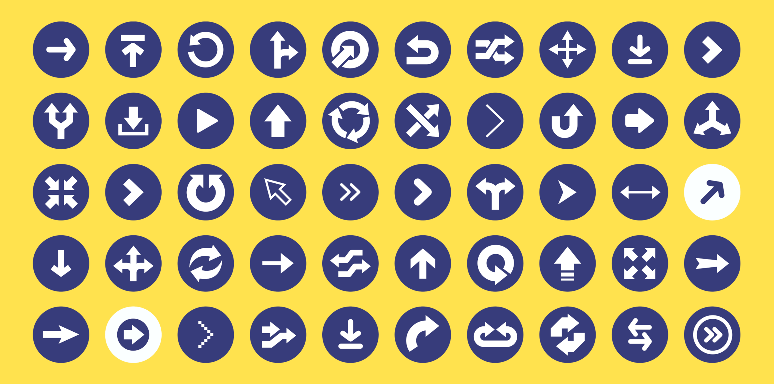 Bank of icons representing arrows of all shapes and sizes