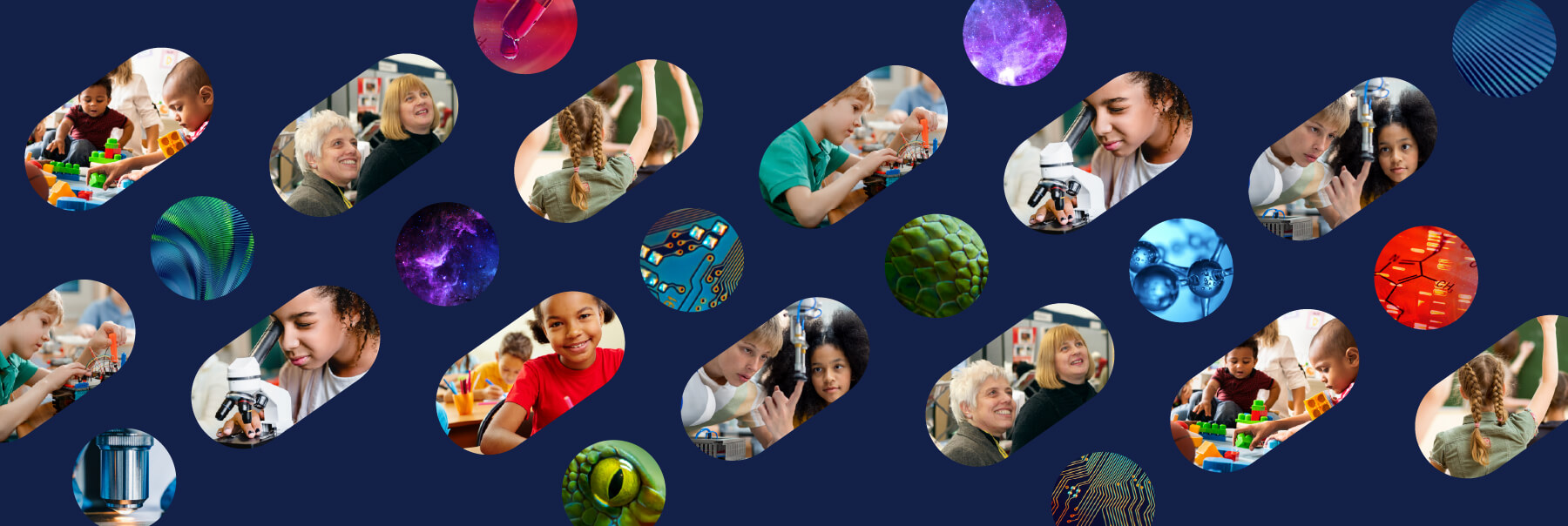Example of brand application with images shown through the pattern assets