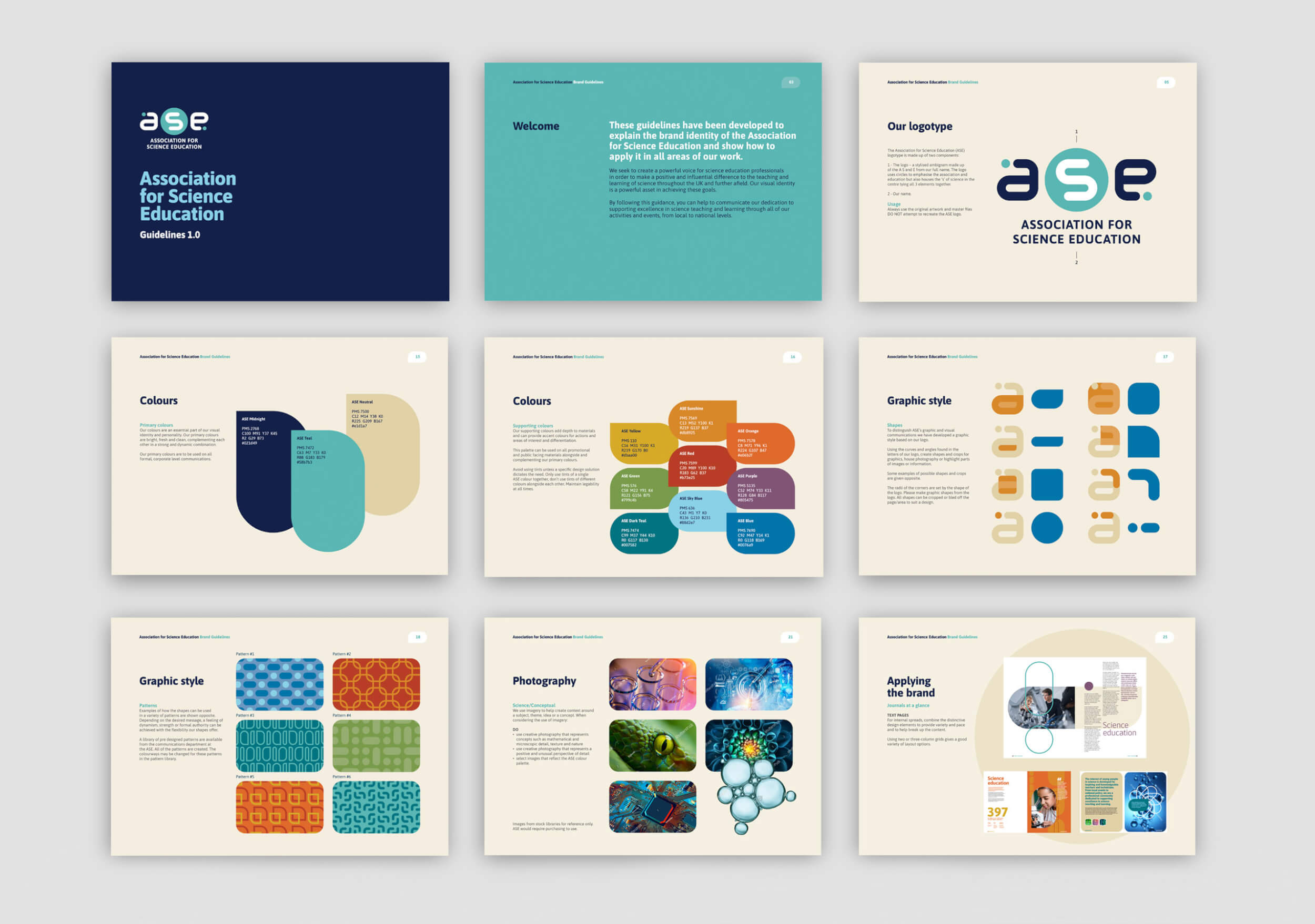 Thumbnails of the ASE brand guidelines