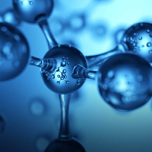 Abstract science close up of water molecules