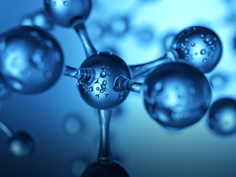 Abstract science close up of water molecules