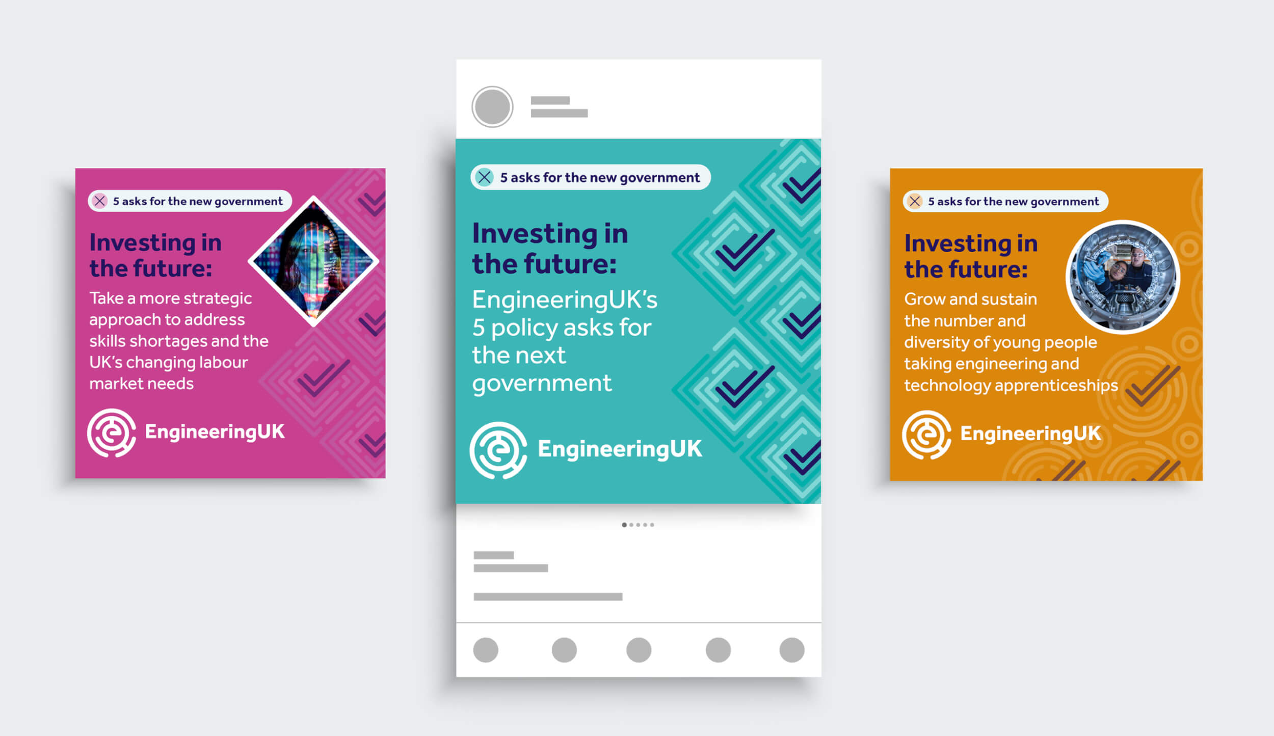 3 social posts for the campaign 5 asks for the new governement