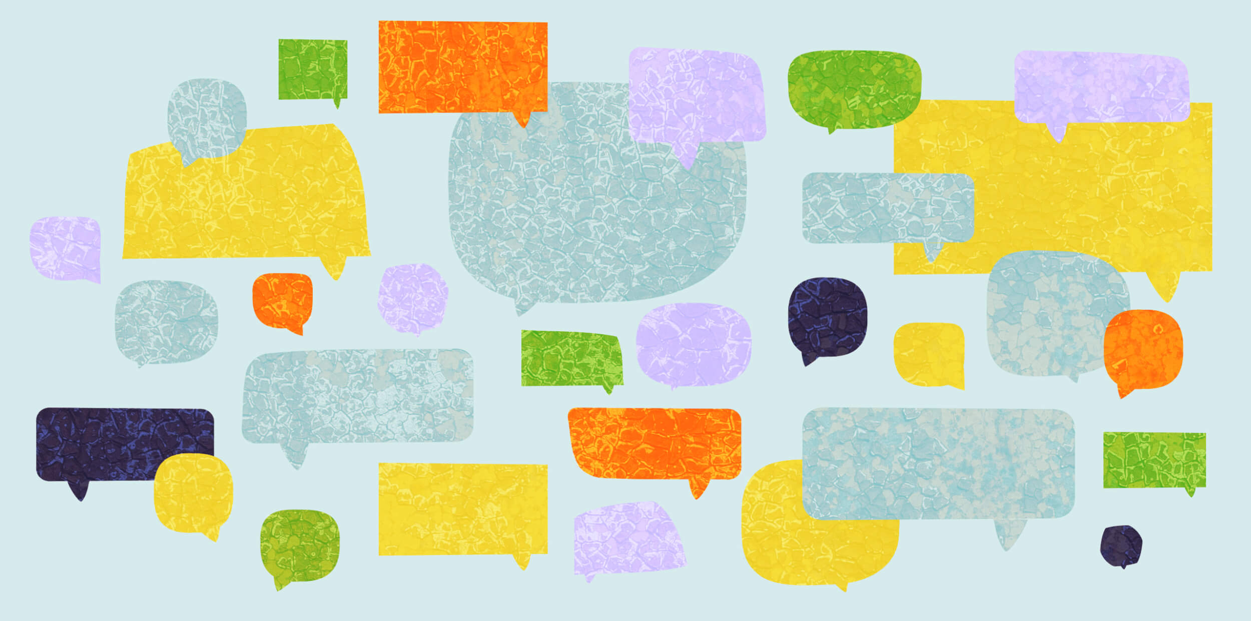 Multi coloured speech bubbles in different shapes and sizes