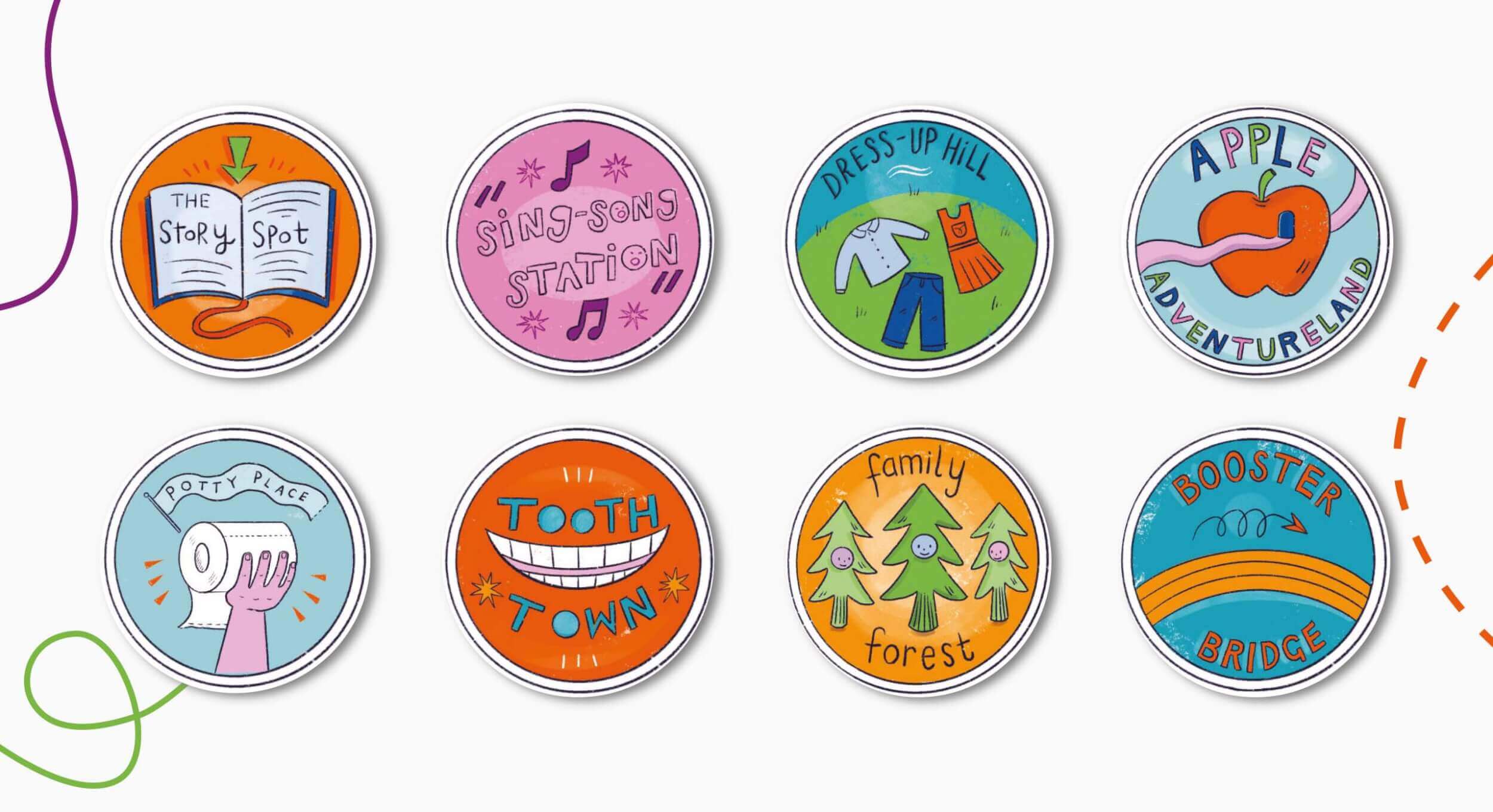 Activity pack destination stickers.